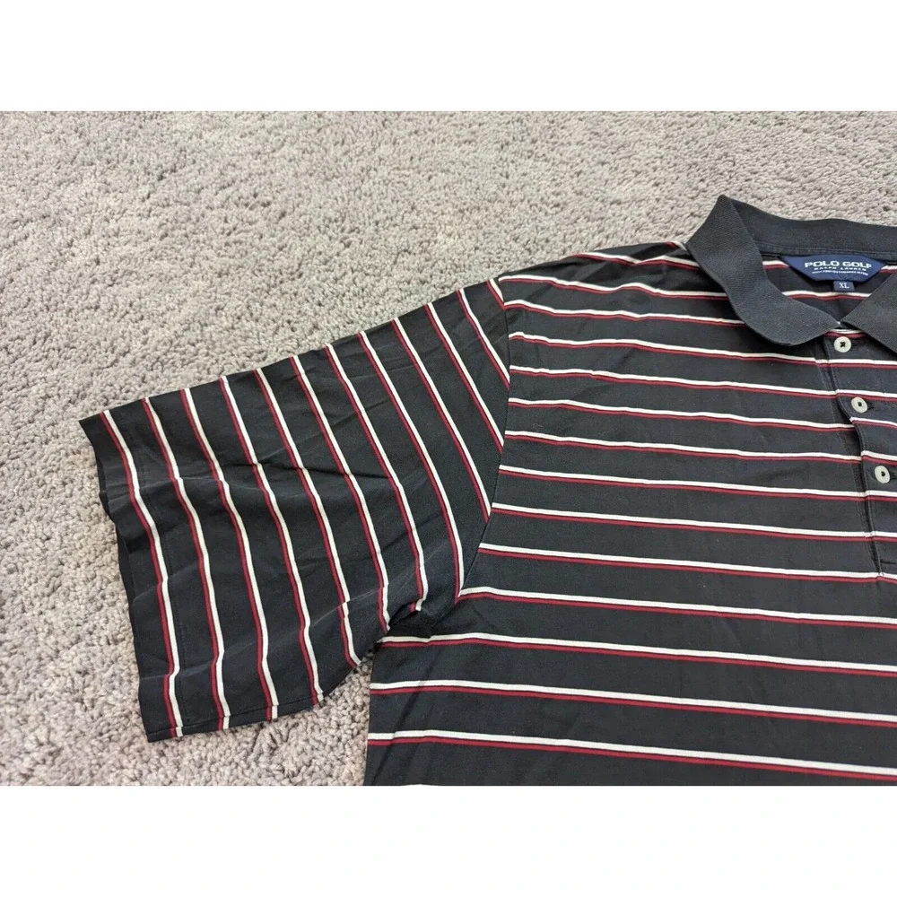 Ralph Lauren Polo Golf Button Up Shirt Mens XL‎ Black Red Striped Preppy